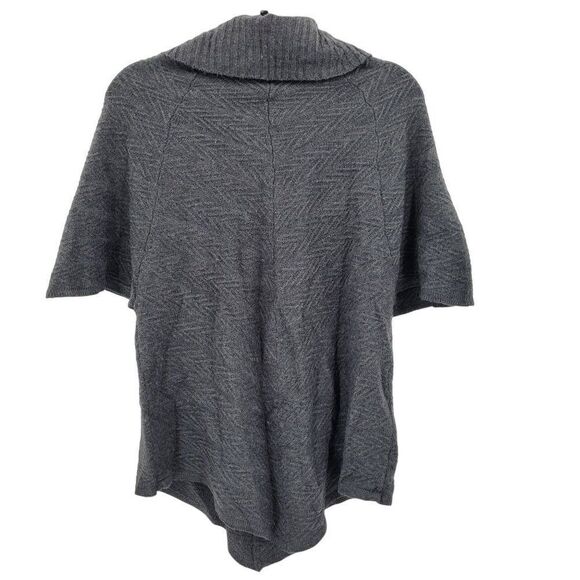 Dana Buckman Cowl Poncho Sweater Top S Gray Leather Metal Detail Textured - Picture 6 of 9